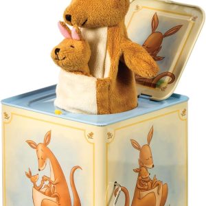Schylling: Jack in Box - Kangaroo - Classic Pop-Up Music Toy. Momma & Baby Joey Finger Puppet. Plays Song Pop Goes The Weasel. Toddler & Kids 18mo+