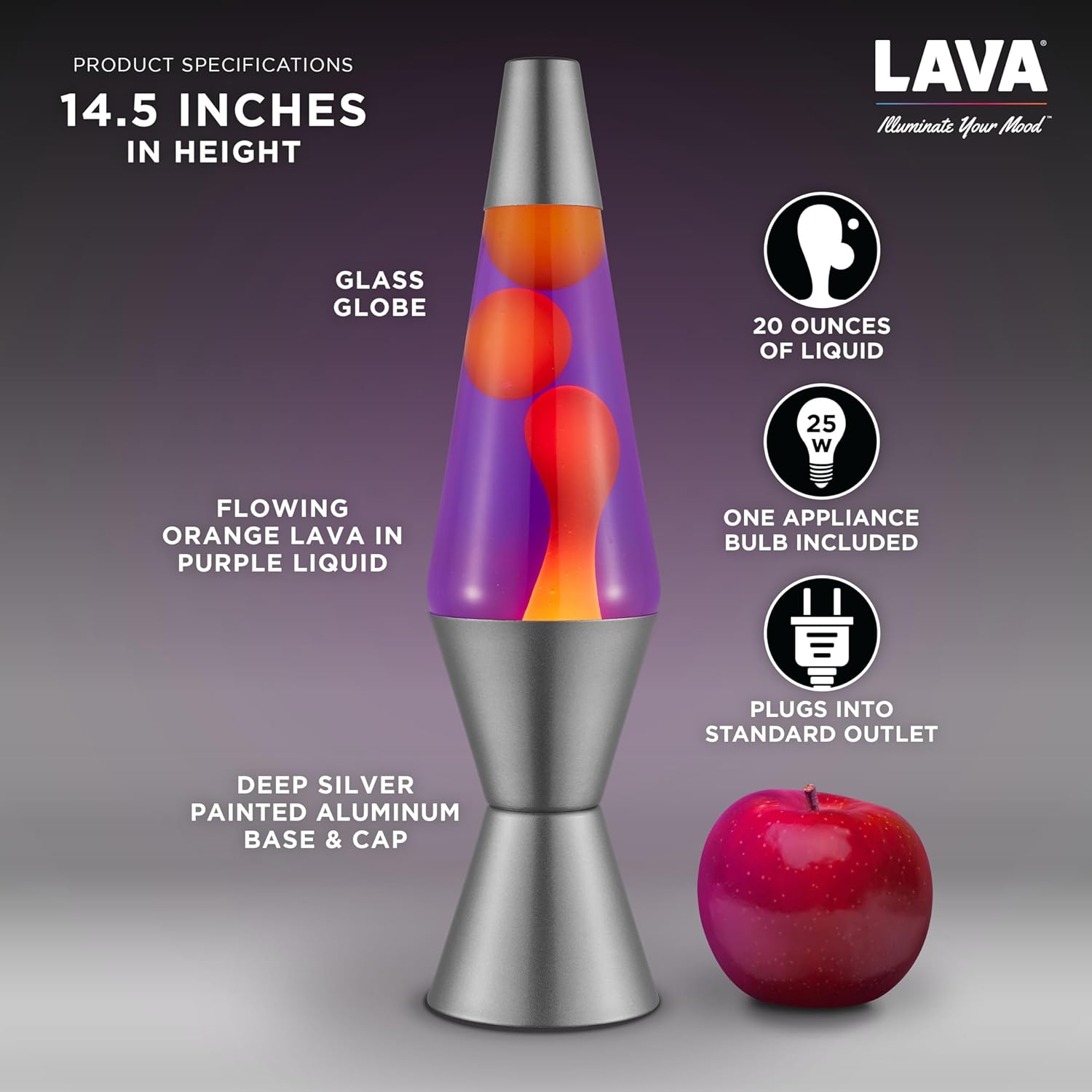Lava? Lamp - 14.5 Purple Sunset - The Original Motion Light - Yellow Wax and Purple Liquid - Item #2635 (Amazon Exclusive) - Image 3