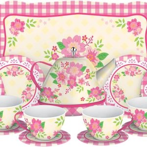 Schylling Fancy Tin Tea Set . Red